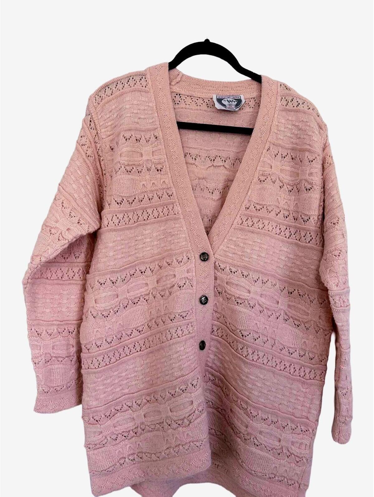 Robertina Capra Cardigan Sweater Vintage Size Xl Knit Wool Blend Button Front